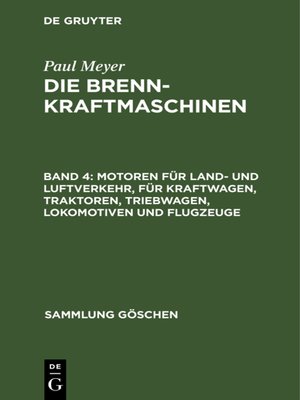 cover image of Motoren für Land- und Luftverkehr, für Kraftwagen, Traktoren, Triebwagen, Lokomotiven und Flugzeuge